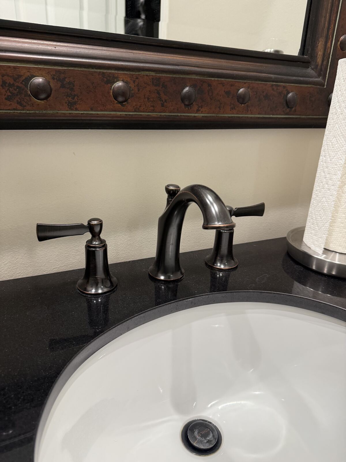 Oil-rubbed bronze bathroom faucet installation